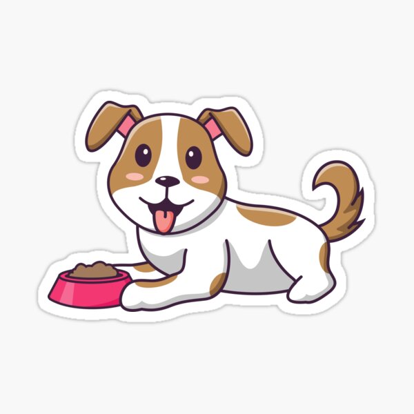 Item preview, Cute Dog Sitting with Food Bowl Cartoon designed and sold by Berryl09.