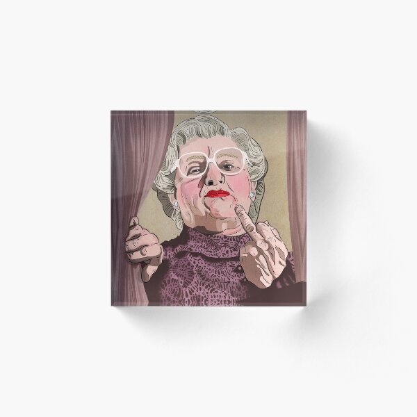 Mrs Doubtfire middle finger - Illustration - Robin Williams - Film Acrylic Block