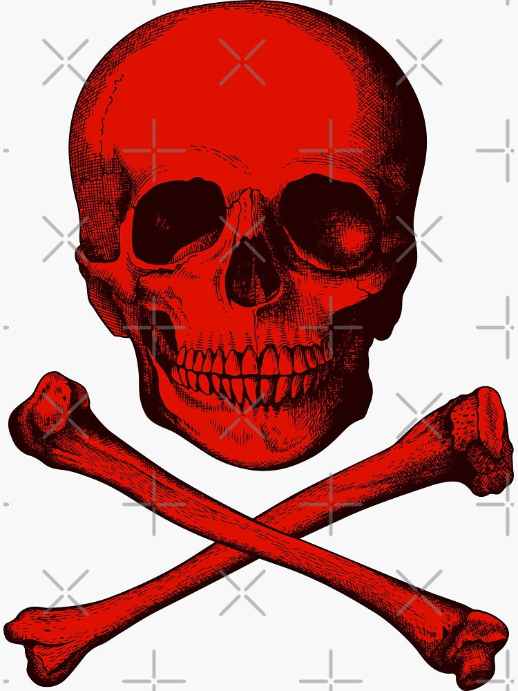 Stickers SKULL & CROSSBONES - red