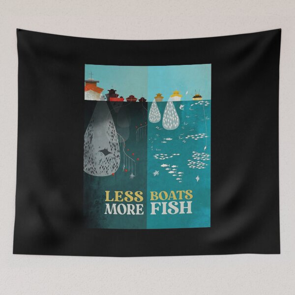 Item preview, Less Boats More Fish Save The Nature designed and sold by florancouriei.