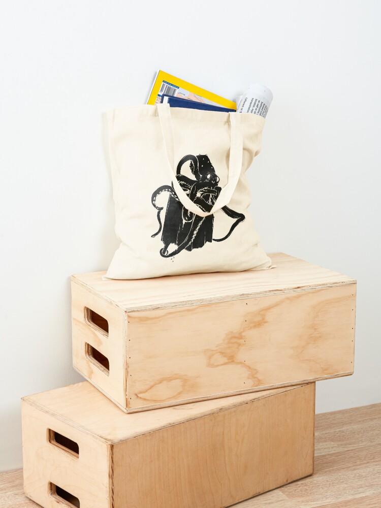 Thumbnail 4 of 5, Tote Bag, Skating by the sea - octopus designed and sold by LeDarkstone.