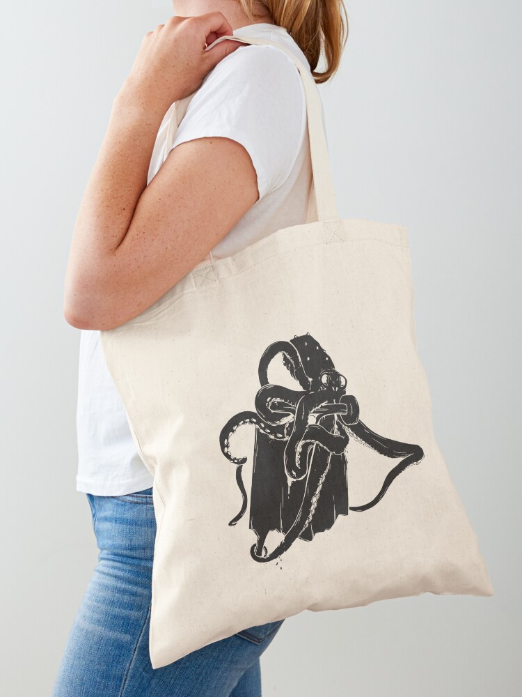 Thumbnail 1 of 5, Tote Bag, Skating by the sea - octopus designed and sold by LeDarkstone.
