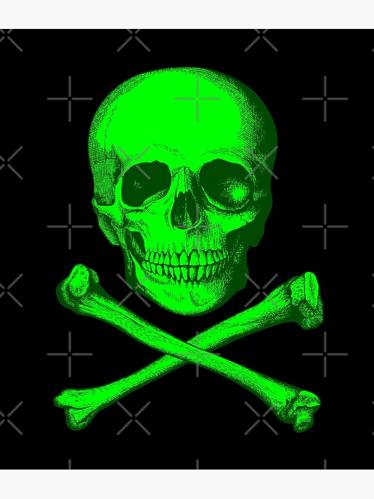 "Green Skull and Crossbones" Poster for Sale by cartoon Redbubble