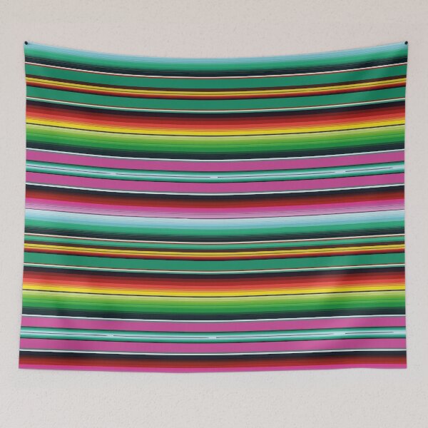 Item preview, Sarape Saltillo Verde mexican stripe pattern vibrant fabric poncho serape designed and sold by T-Mex.