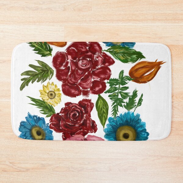 Item preview, Bright Abstract flowers colourful roses flowers red blue yellow orange pink designed and sold by Inktown.