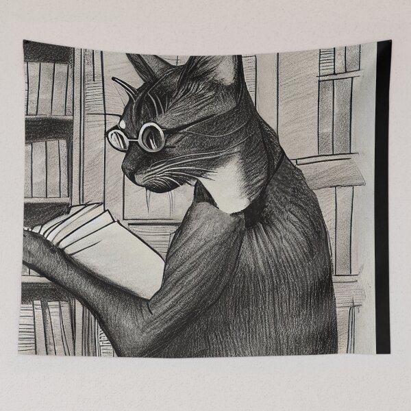 Item preview, Library Cat Lithographic Print designed and sold by SubtleSplit.