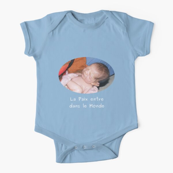 Peace in the World - Blue baby clothes Short Sleeve Baby One-Piece