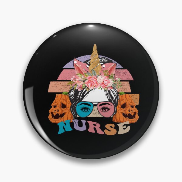 Item preview, Groovy Halloween Nurse messy bun hair flower crown unicorn designed and sold by Mac Store.