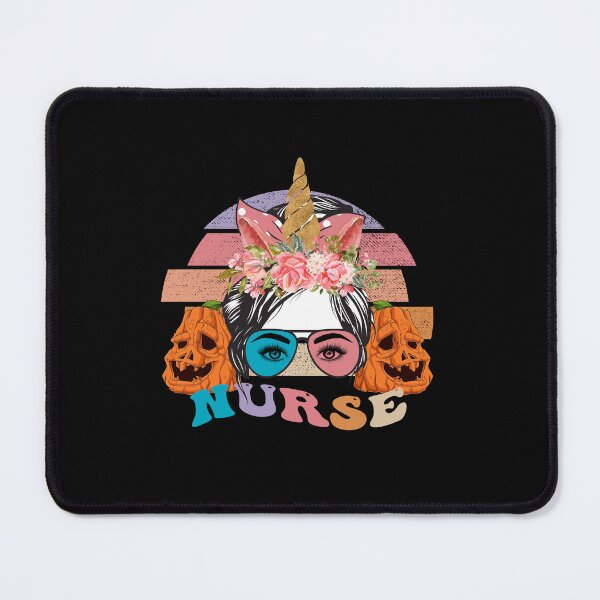 Item preview, Groovy Halloween Nurse messy bun hair flower crown unicorn designed and sold by Mac Store.