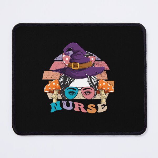 Item preview, Groovy Nurse Halloween messy bun hair mushroom witch hat designed and sold by Mac Store.