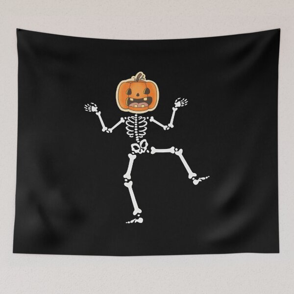 Item preview, Dancing Skeletons Dance Challenge Halloween Scary Skeleton with Orange Pumpkin Head | Rocker Skeleton Hand Rock On Costume Funny Halloween designed and sold by FitBeast.