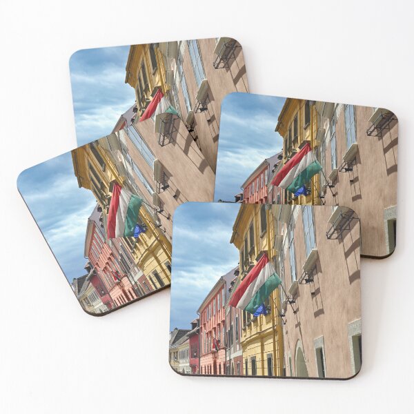 Item preview, an old building with a Hungarian flag in Sopron Hungary  designed and sold by goceris.