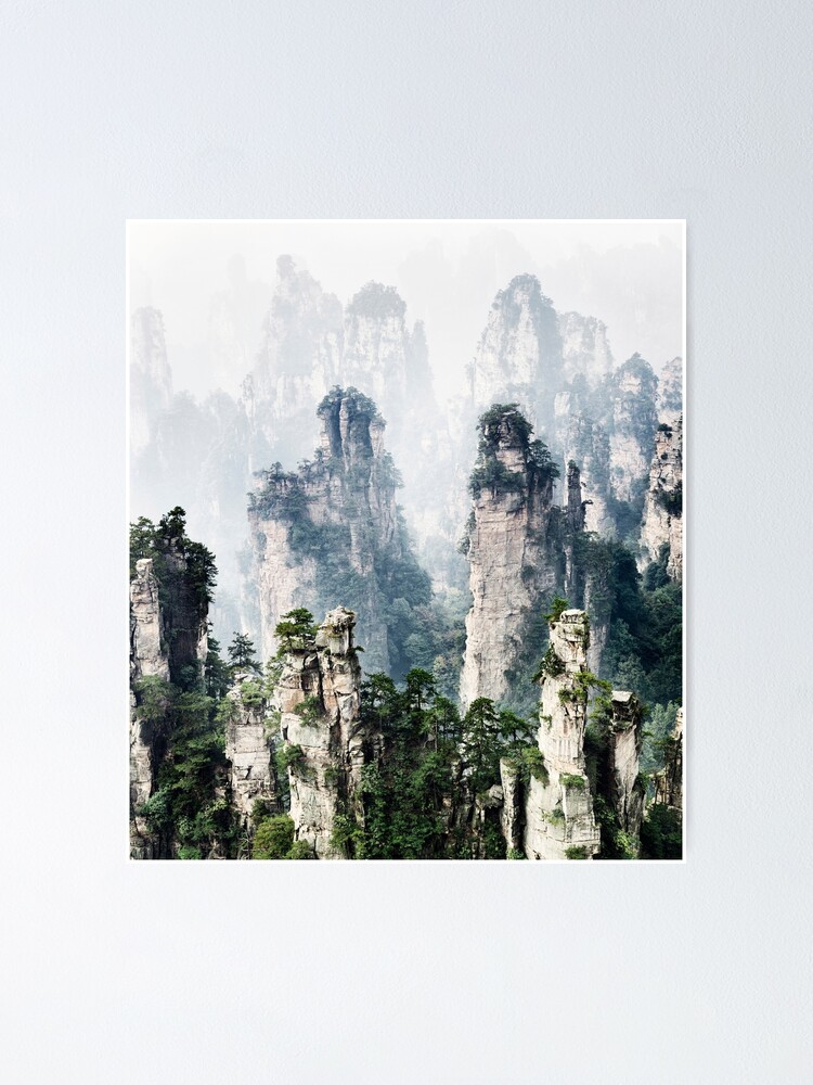 Floating Mountains Zhangjiajie National Forest Park Art Photo Print Poster By Awenartprints Redbubble