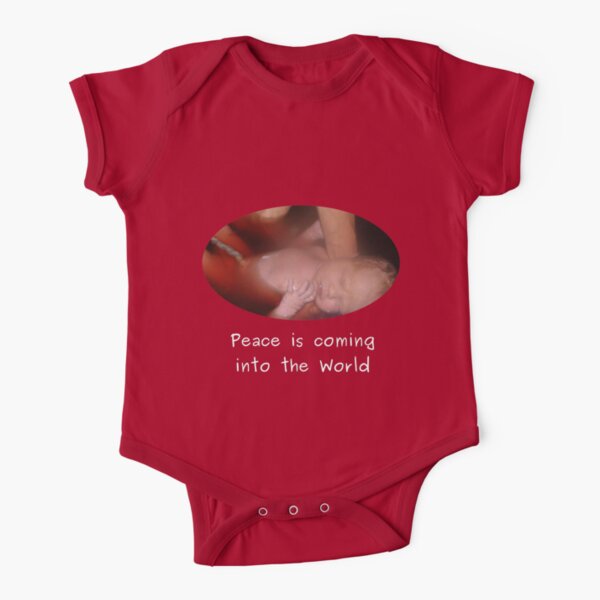 Peace into the World - Red baby clothes Short Sleeve Baby One-Piece