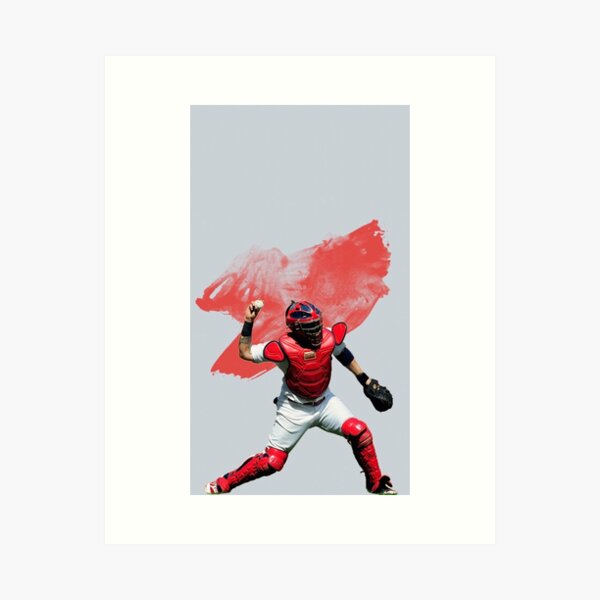 Print of Yadier Molina st. Louis Cardinals Catcher Drawing 