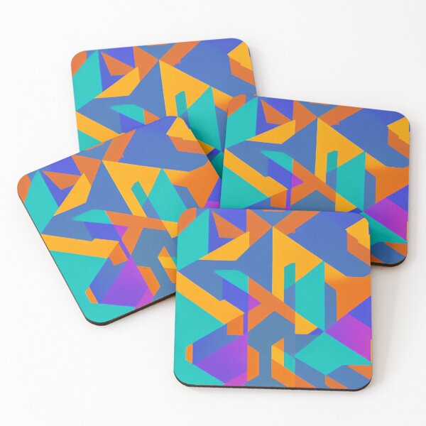 Item preview, Abstract Isometric Pattern In Bright Green, Orange and Blue Colors designed and sold by Evolvity.