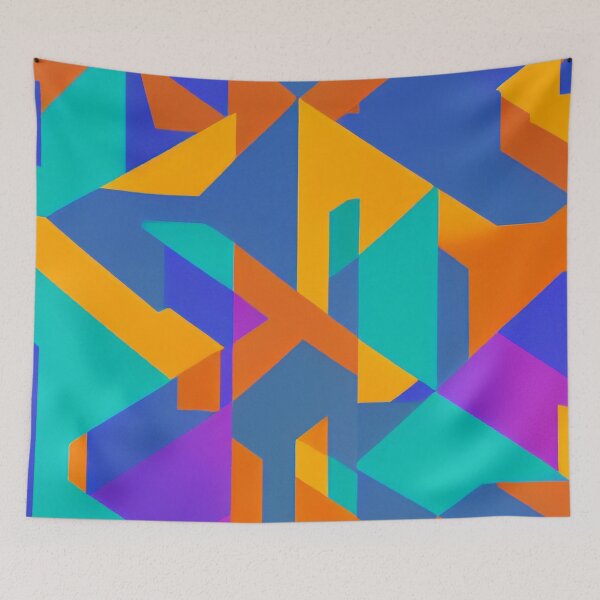 Item preview, Abstract Isometric Pattern In Bright Green, Orange and Blue Colors designed and sold by Evolvity.