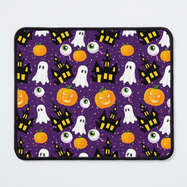 Item preview, Cute Halloween Ghosts Pumpkins and Haunted House Pattern designed and sold by LarkDesigns.