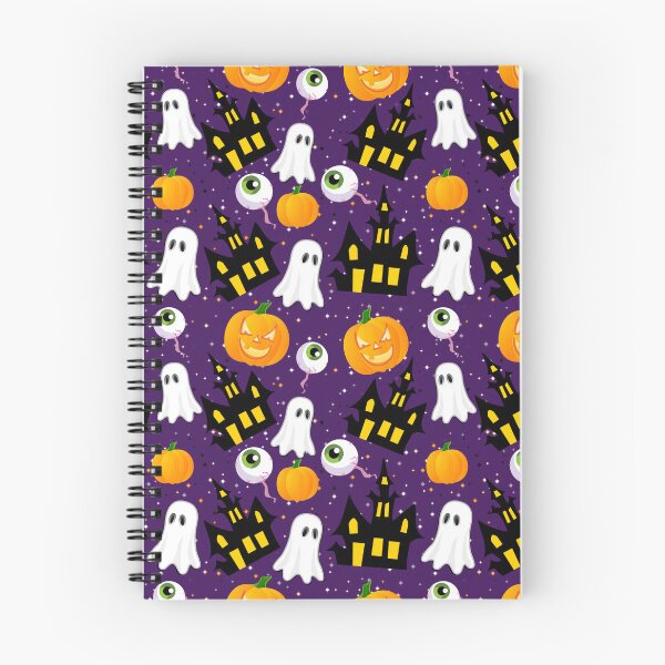 Item preview, Cute Halloween Ghosts Pumpkins and Haunted House Pattern designed and sold by LarkDesigns.