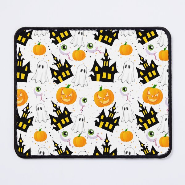 Item preview, Cute Halloween Ghosts Pumpkins and Haunted House Pattern designed and sold by LarkDesigns.