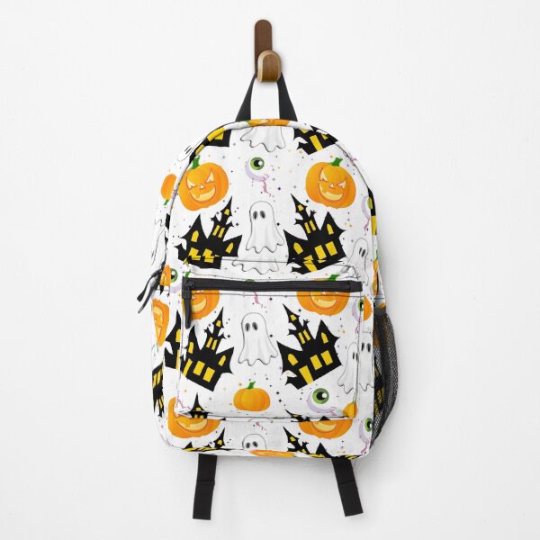Item preview, Cute Halloween Ghosts Pumpkins and Haunted House Pattern designed and sold by LarkDesigns.