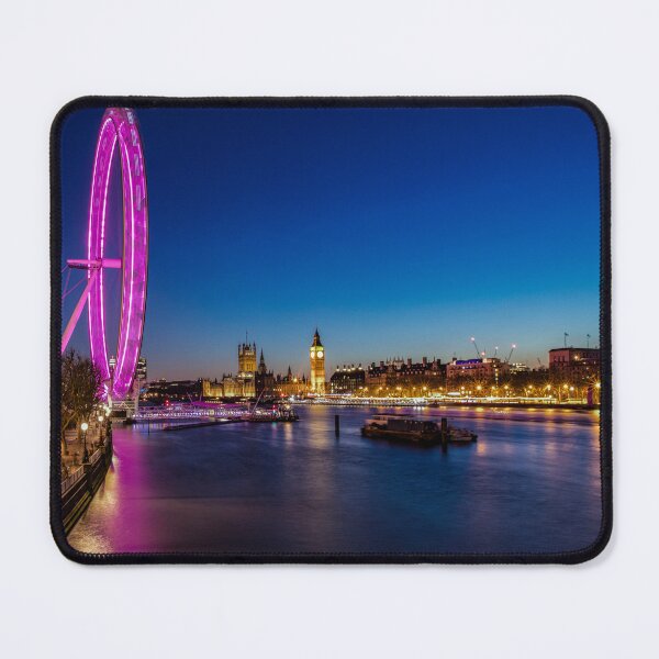 Item preview, Stunning clear night blue sky with Big Ben, London Eye, Thames River at Night designed and sold by HTPOP.