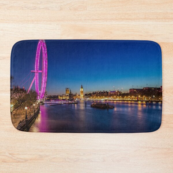 Item preview, Stunning clear night blue sky with Big Ben, London Eye, Thames River at Night designed and sold by HTPOP.