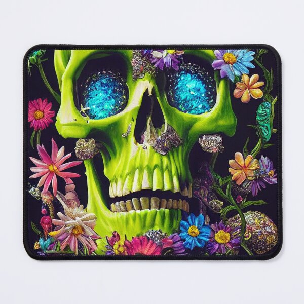 Item preview, Skull With Flowers American Gothic – Cute Floral Skull designed and sold by MadeByRobots.