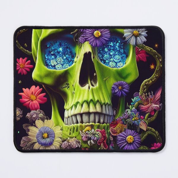 Item preview, Skull With Flowers American Gothic – Cute Floral Skull designed and sold by MadeByRobots.