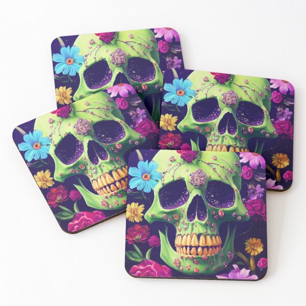 Item preview, Skull With Flowers American Gothic – Cute Floral Skull designed and sold by MadeByRobots.