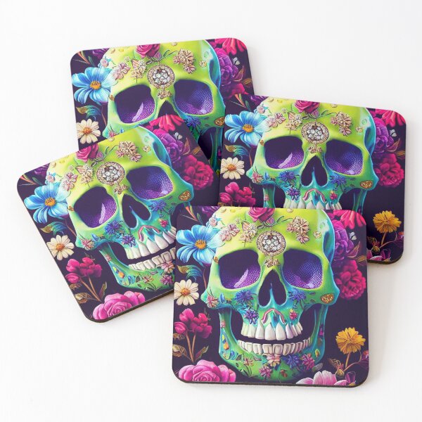 Item preview, Skull With Flowers American Gothic – Cute Floral Skull designed and sold by MadeByRobots.