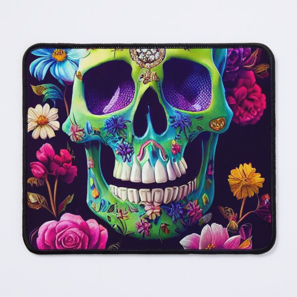 Item preview, Skull With Flowers American Gothic – Cute Floral Skull designed and sold by MadeByRobots.