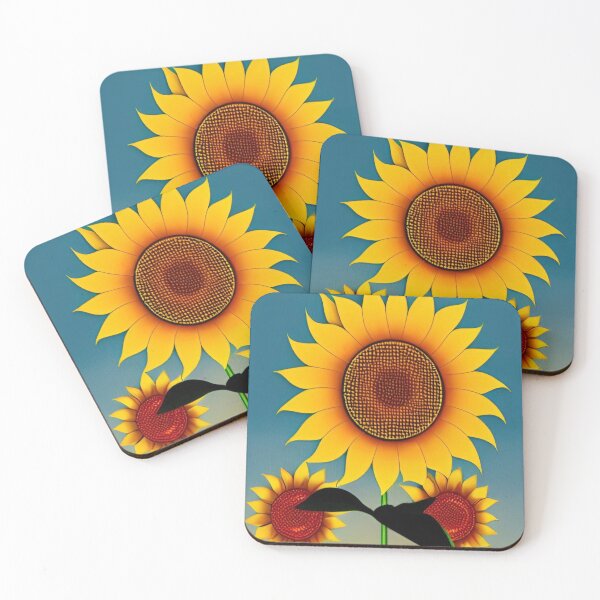 Artikelvorschau, STYLISH SUNFLOWERS TEAL BACKGROUND entworfen und verkauft von sailorsam1805.