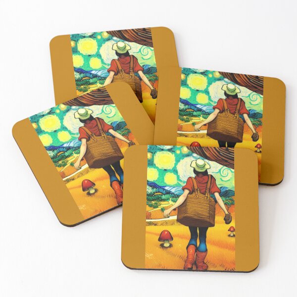 Item preview, Mushroom Girl (#05) Van Gogh style art [Create a set!] designed and sold by SolidEarthArt.
