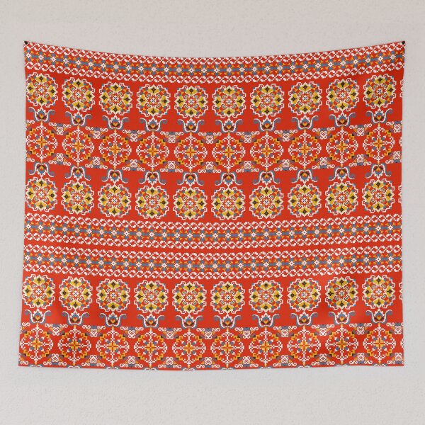 Item preview, Red Ethnic Boho Geometric Floral Vintage Pattern designed and sold by LarkDesigns.
