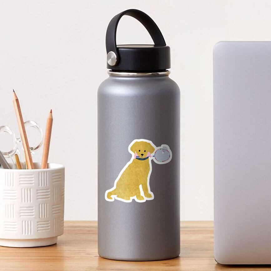 Preppy Golden Retriever Badminton Dog Sticker