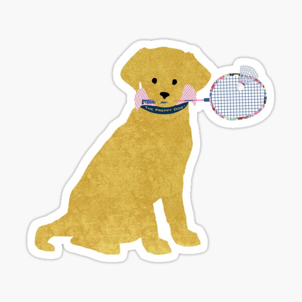 Preppy Golden Retriever Badminton Dog Sticker