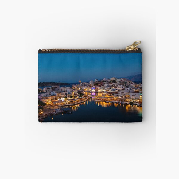 Item preview, Clear Agios Nikolaos, Lake Voulismeni evening by night, sparkling lights & water reflections designed and sold by HTPOP.