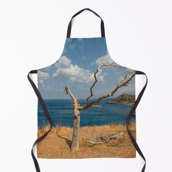 Item preview, Cliff view of Mediterranean tree in the clouds with sea and Crete Islands abstract photography designed and sold by HTPOP.