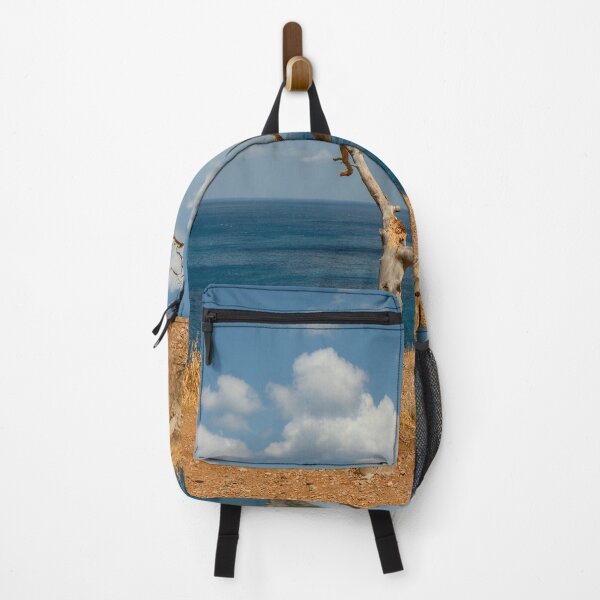 Item preview, Cliff view of Mediterranean tree in the clouds with sea and Crete Islands abstract photography designed and sold by HTPOP.