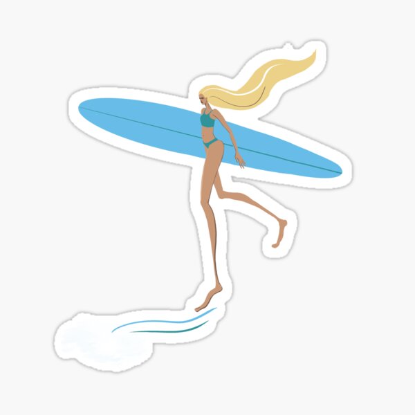 Surfista dirigiéndose al océano Pegatina