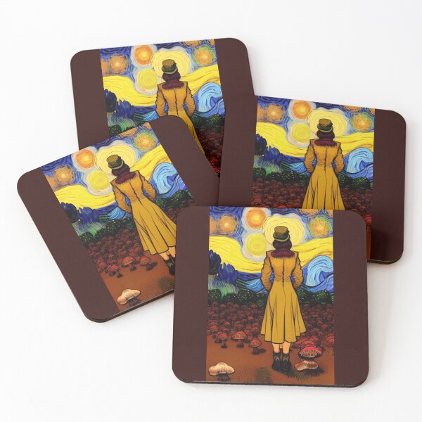 Item preview, Mushroom Girl (#08) Van Gogh style art [Create a set!] designed and sold by SolidEarthArt.