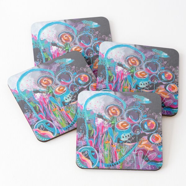 Item preview, Neon abstract flowers designed and sold by victoriaashart.