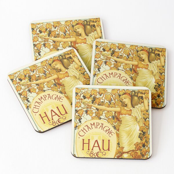 Item preview, HAU Reims Sparkling Wine Liquor 1894 Vintage Art Nouveau Poster by Walter Crane  designed and sold by retroposters.