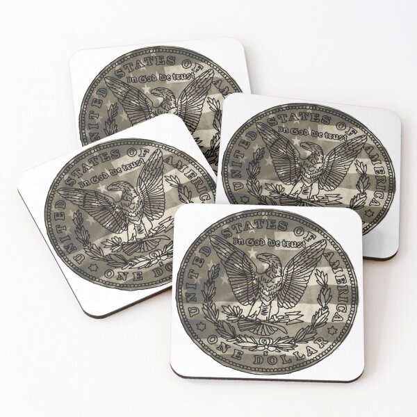 Item preview, Morgan Dollar Coin White stars and stripes faded black and white designed and sold by Hammered Time.