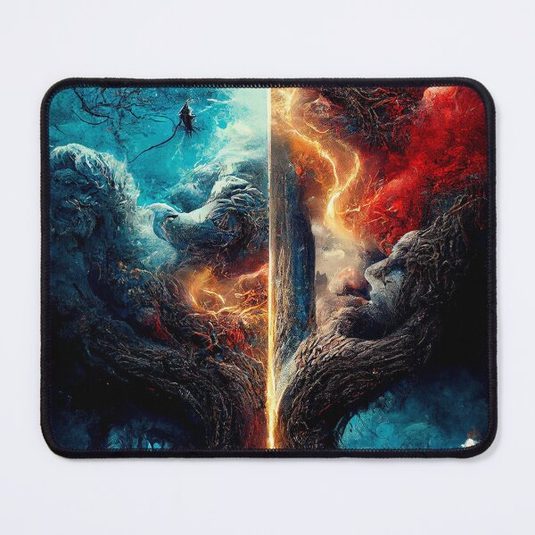 Item preview, magical, graphics red and blue fire, lightning bolts, designed and sold by sosdesignn.