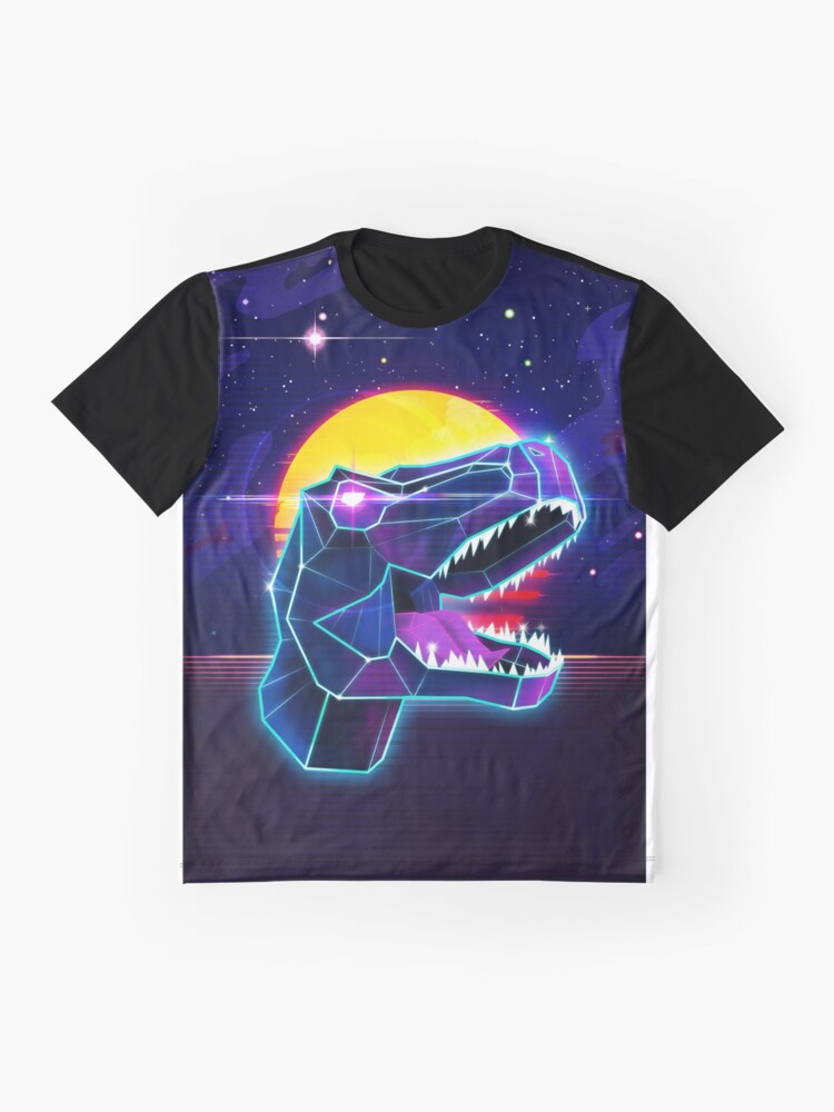Alternate view of Electric Jurassic Rex - Neon Purple Dinosaur Graphic T-Shirt