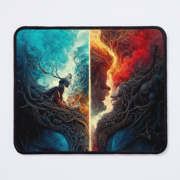 Item preview, Red and blue fire, lightning bolts, hidden face designed and sold by sosdesignn.