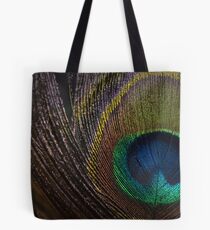 Peacock Close Up: Macro Photography Tote Bag
