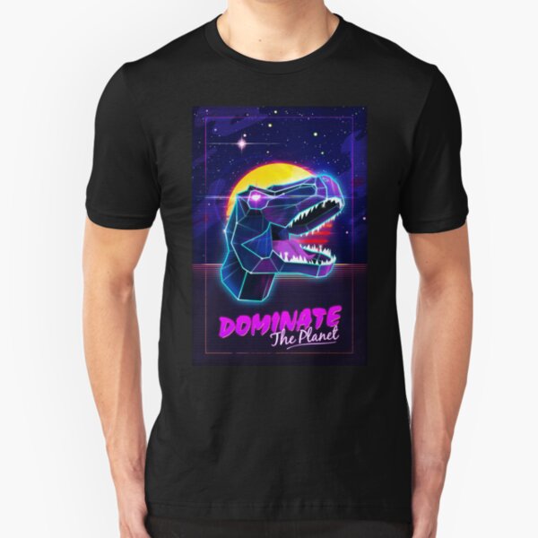 Electric Jurassic Rex - Dominate the Planet Slim Fit T-Shirt